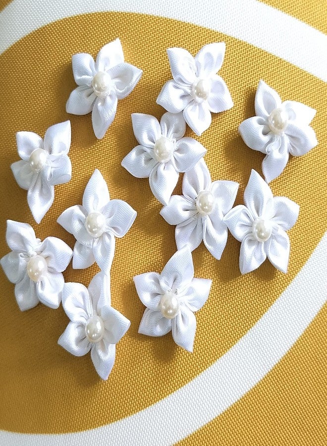 DaSync SYNC White Flowers Decoration Craft Patches for Clothes Artificial Blouse Hair Jewellery Imitation Dresses Dupatta Suit Sarees Gowns 25 Pieces Flower - Image 1